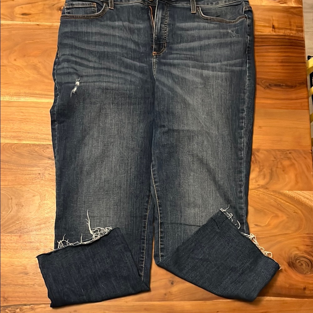 LC Lauren Conrad Blue Boyfriend Jeans with Distressed Details